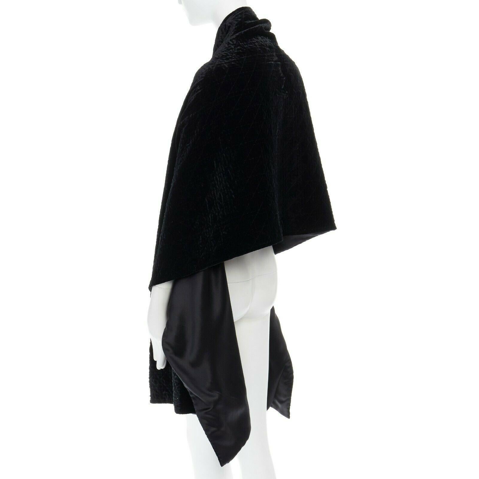 CHRISTIAN DIOR black velvet cannage geometric stitch silk lined shawl scarf 1