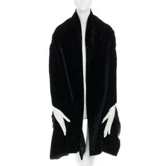 CHRISTIAN DIOR black velvet cannage geometric stitch silk lined shawl scarf