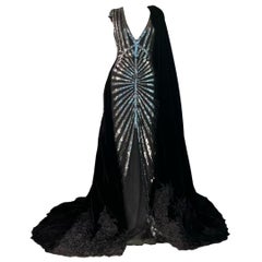 Christian Dior Black Velvet Embellished Opera Cape Fall/Winter 2015 Size 34FR