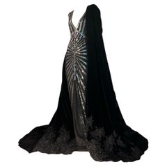 Christian Dior Black Velvet Embellished Opera Cape Fall/Winter 2015 Size 34FR