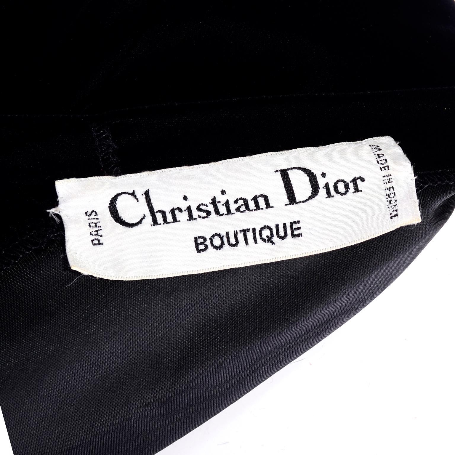 Vintage Christian Dior Black Velvet Evening Dress For Sale at 1stDibs