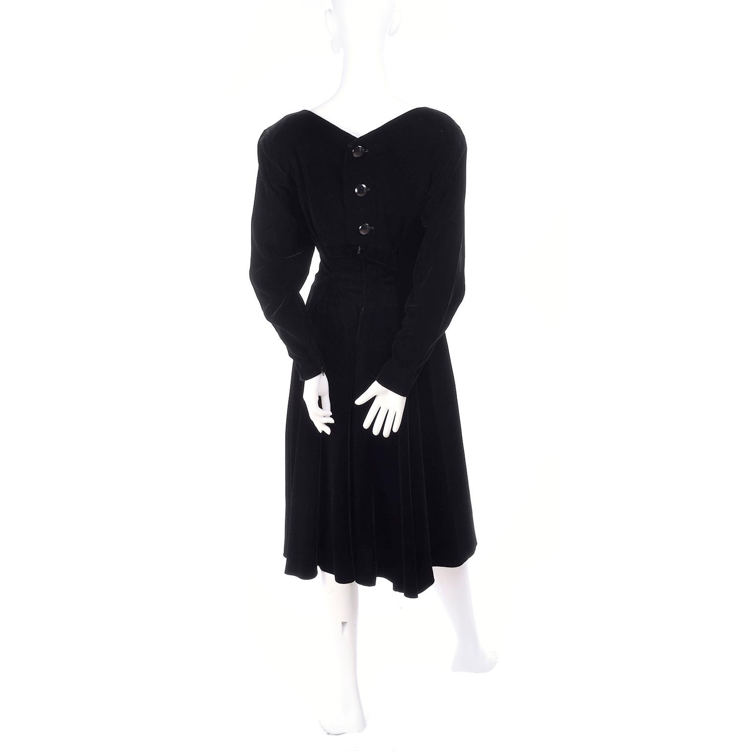 Vintage Christian Dior Black Velvet Evening Dress  In Excellent Condition For Sale In Portland, OR