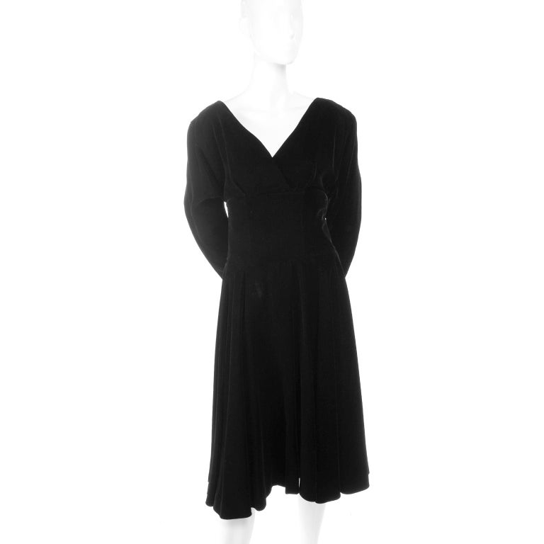 Vintage Christian Dior Black Velvet Evening Dress  For Sale 3