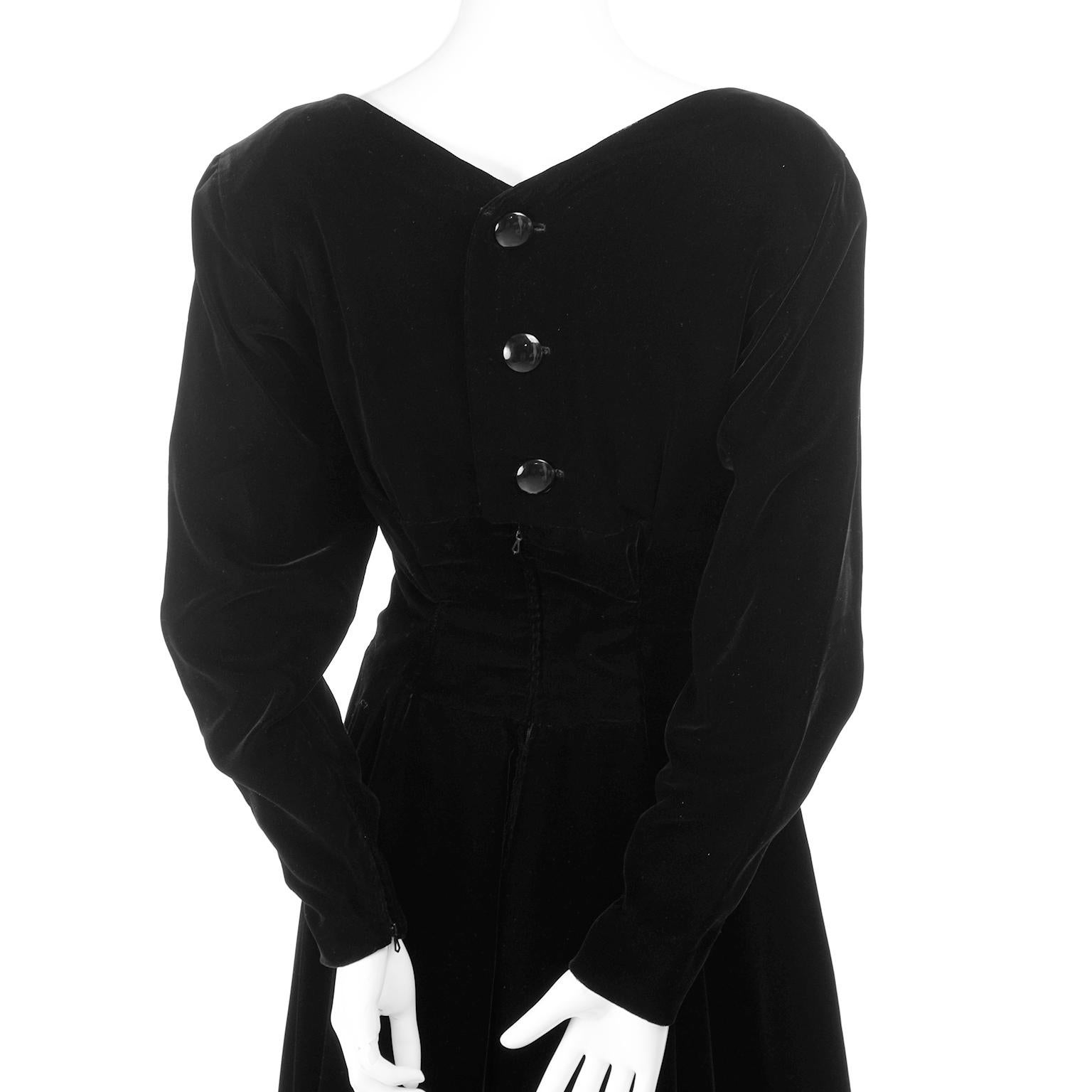 Vintage Christian Dior Black Velvet Evening Dress  For Sale 1