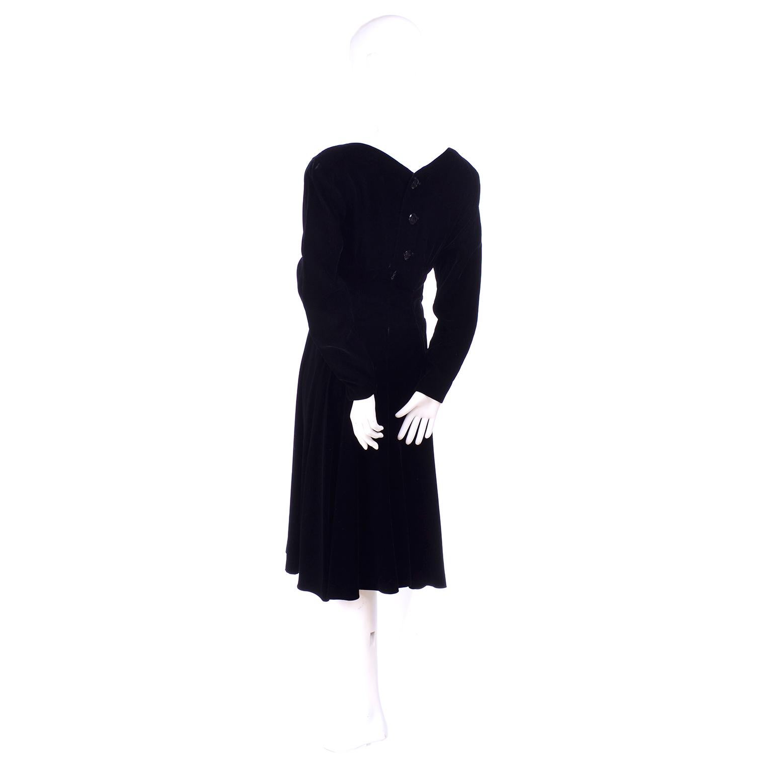 Vintage Christian Dior Black Velvet Evening Dress  For Sale 2