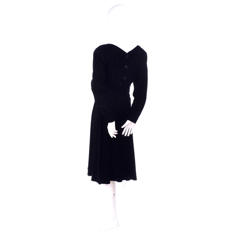 Vintage Christian Dior Black Velvet Evening Dress  For Sale 5