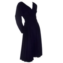 Retro Christian Dior Black Velvet Evening Dress 