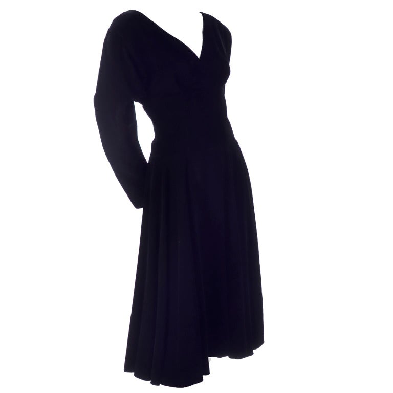 Vintage Christian Dior Black Velvet Evening Dress  For Sale