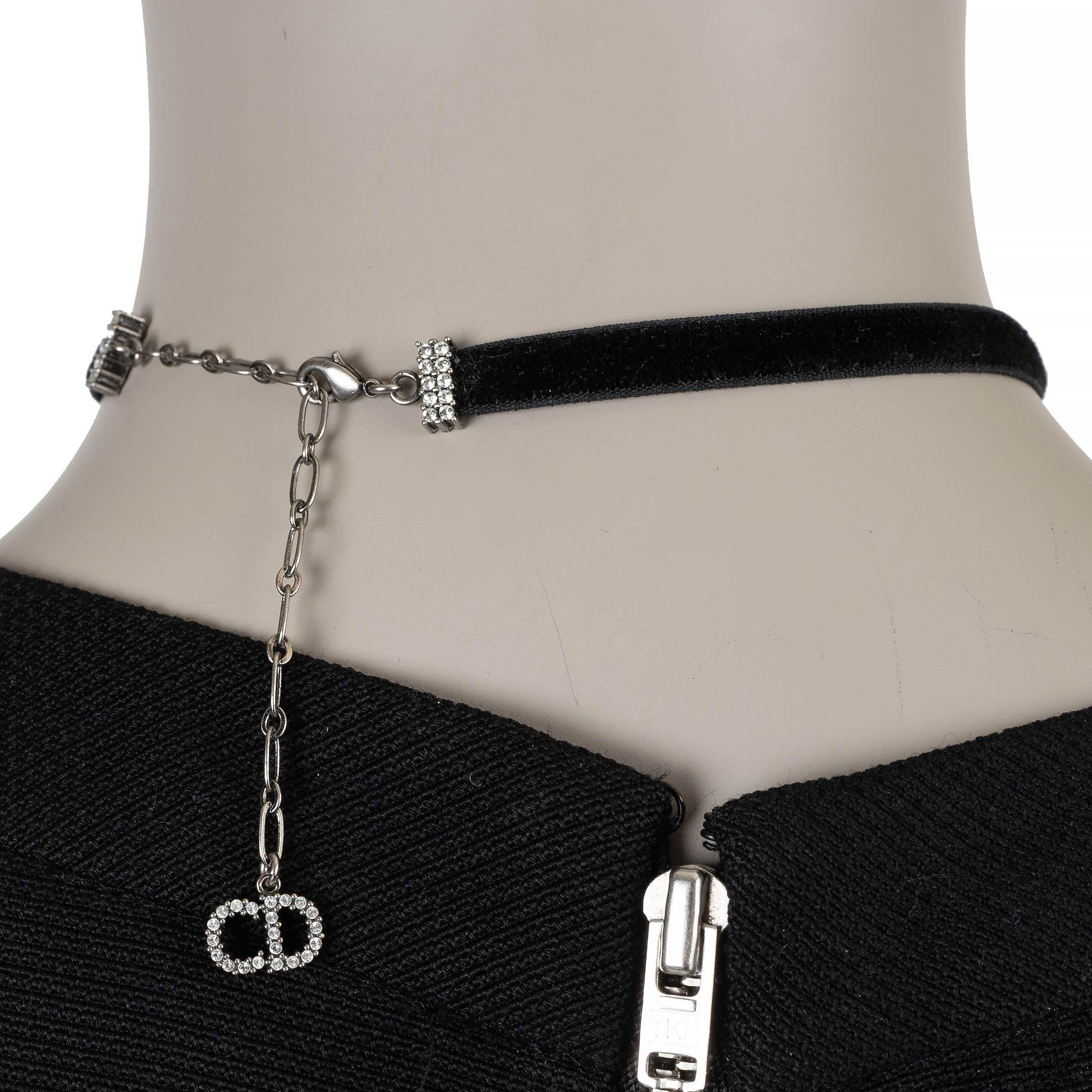 CHRISTIAN DIOR J'ADIOR CRYSTAL Halskette aus schwarzem Samt im Angebot 2