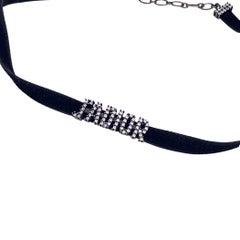 Christian Dior Black Velvet J'Adior Rhinestones Chocker Necklace