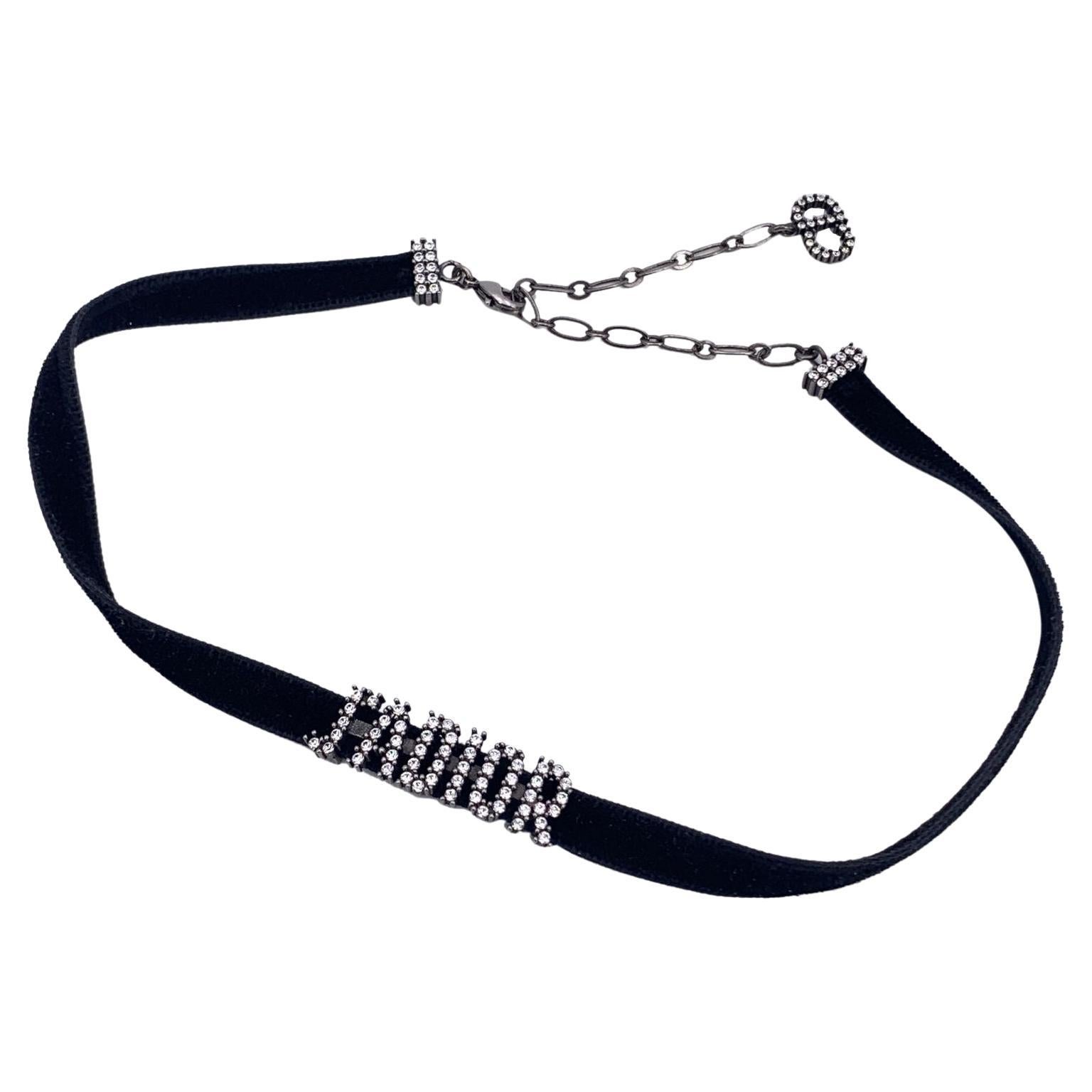 Christian Dior Terciopelo Negro J'Adior Collar Chocker de Pedrería