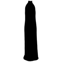 Christian Dior Black Velvet Sleeveless High Neck Gown - Size Estimated L