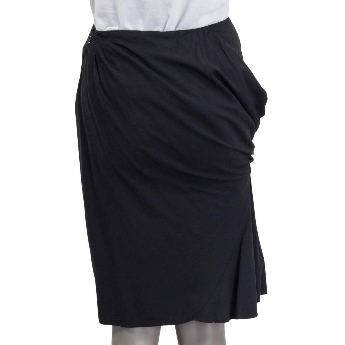 Women's CHRISTIAN DIOR black viscose & wool ASYMMETRIC DRAPED Skirt 36 XS For Sale