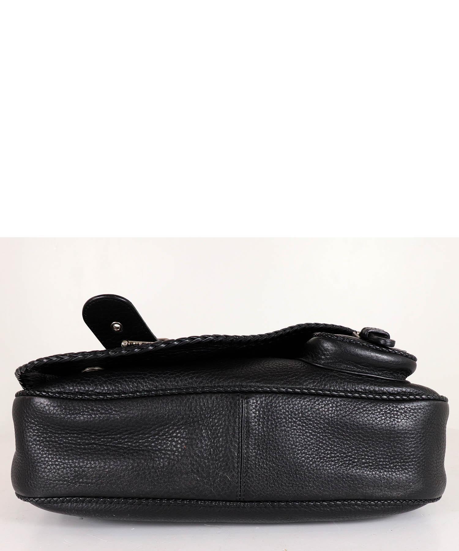 Women's or Men's Christian Dior Black Whipstitched Gaucho Double Saddle Bag 2006