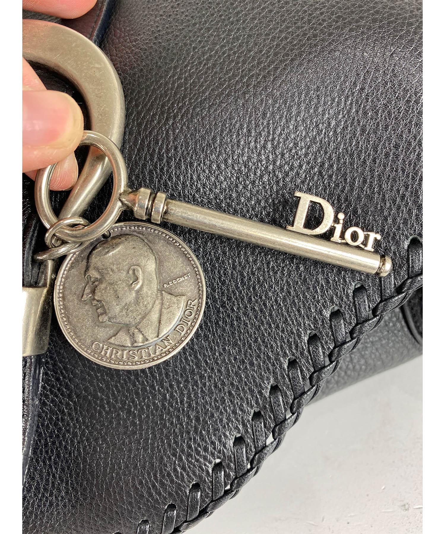 Christian Dior Black Whipstitched Gaucho Double Saddle Bag 2006 3