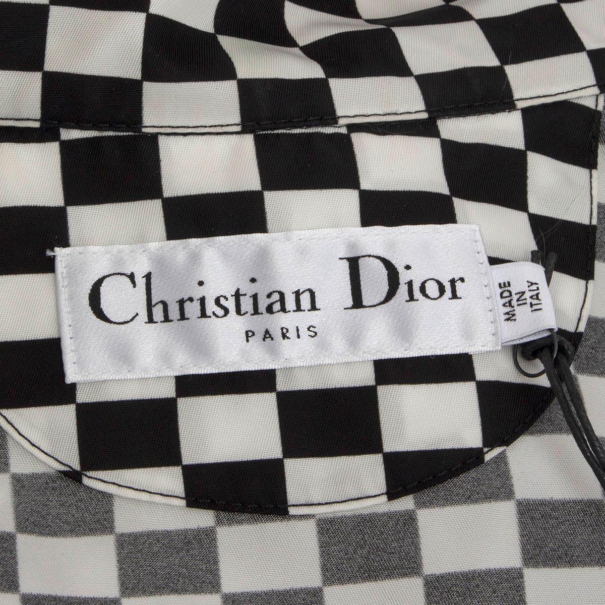 Women's CHRISTIAN DIOR black white 2018 CHECK OVERSIZED RAIN Coat Jacket 36 XS