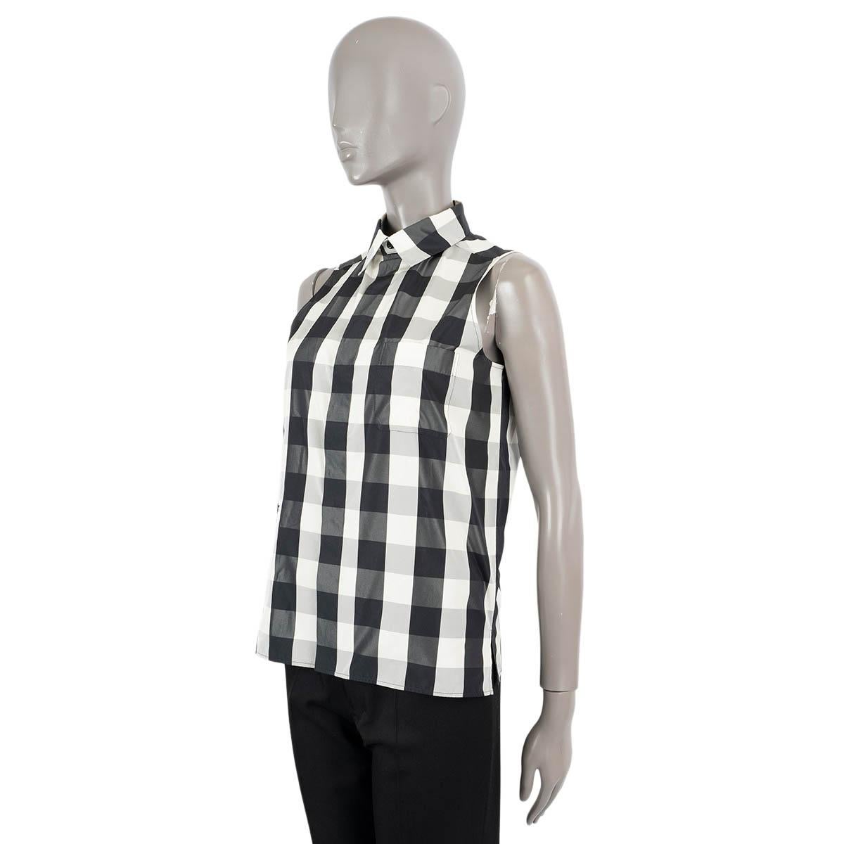 Women's CHRISTIAN DIOR black & white 2019 GINGHAM Sleeveless Blouse Shirt 36 XS For Sale