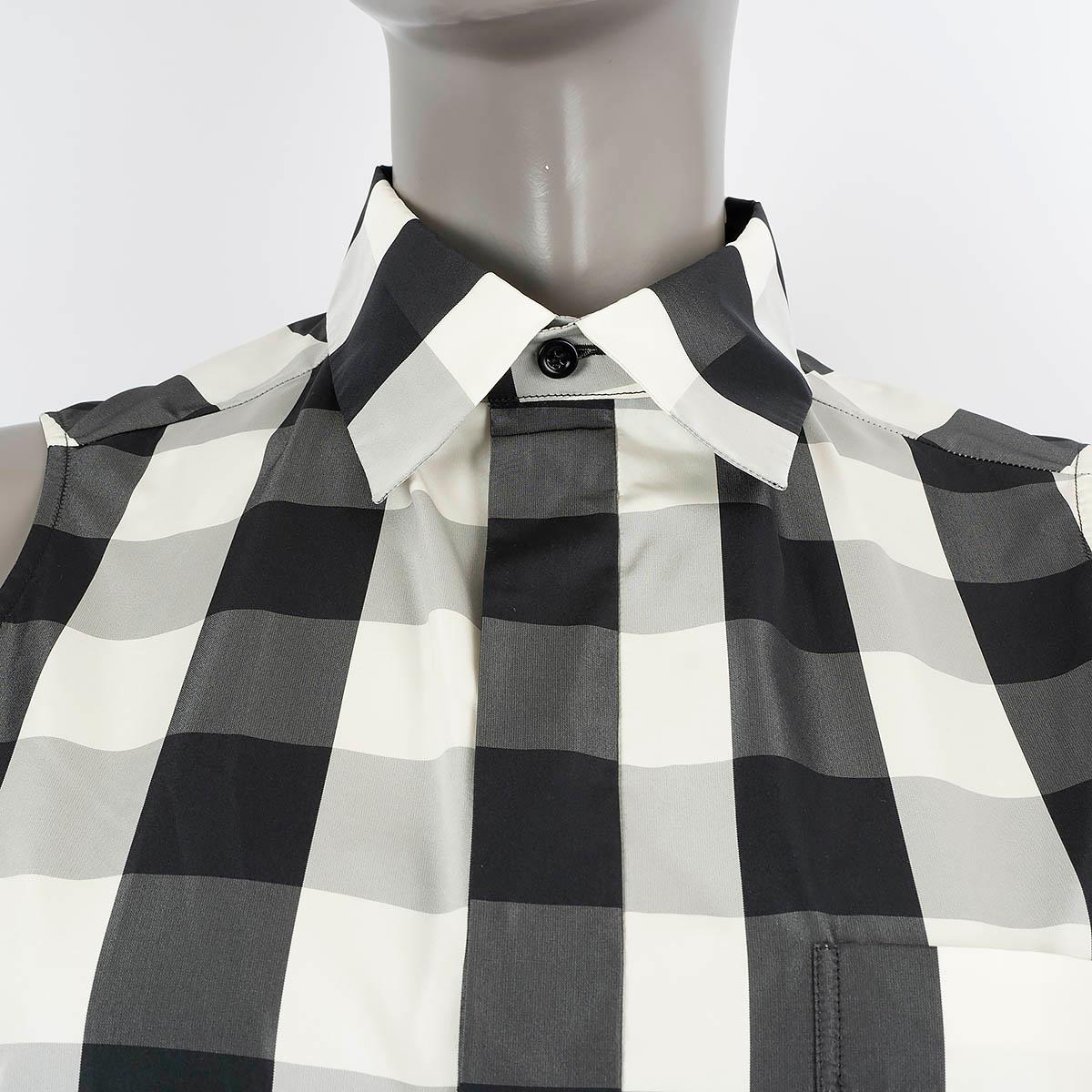 CHRISTIAN DIOR black & white 2019 GINGHAM Sleeveless Blouse Shirt 36 XS For Sale 2