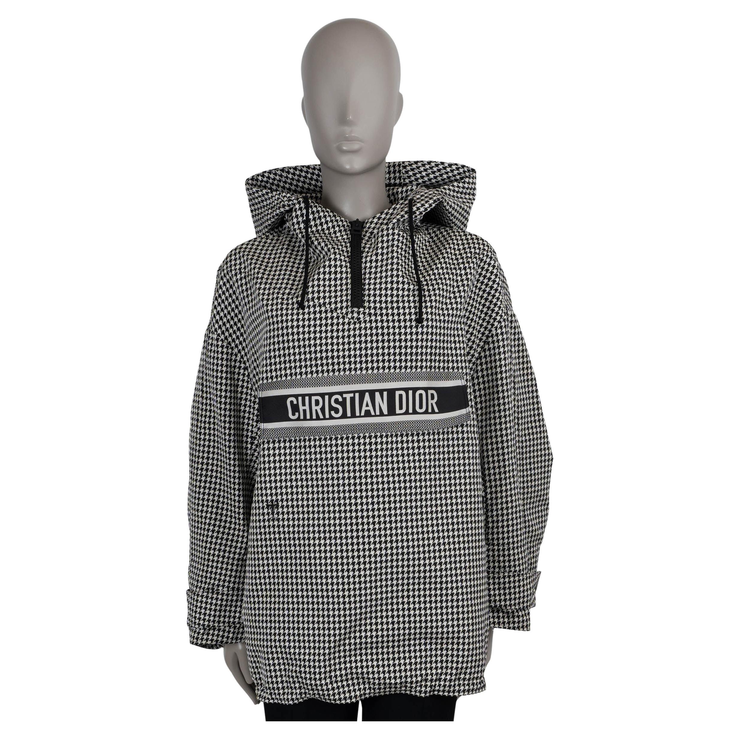 CHRISTIAN DIOR blanco y negro 2020 HOUNDSTOOTH ANORAK Chaqueta S en venta