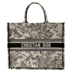 Christian Dior black white book tote handbag