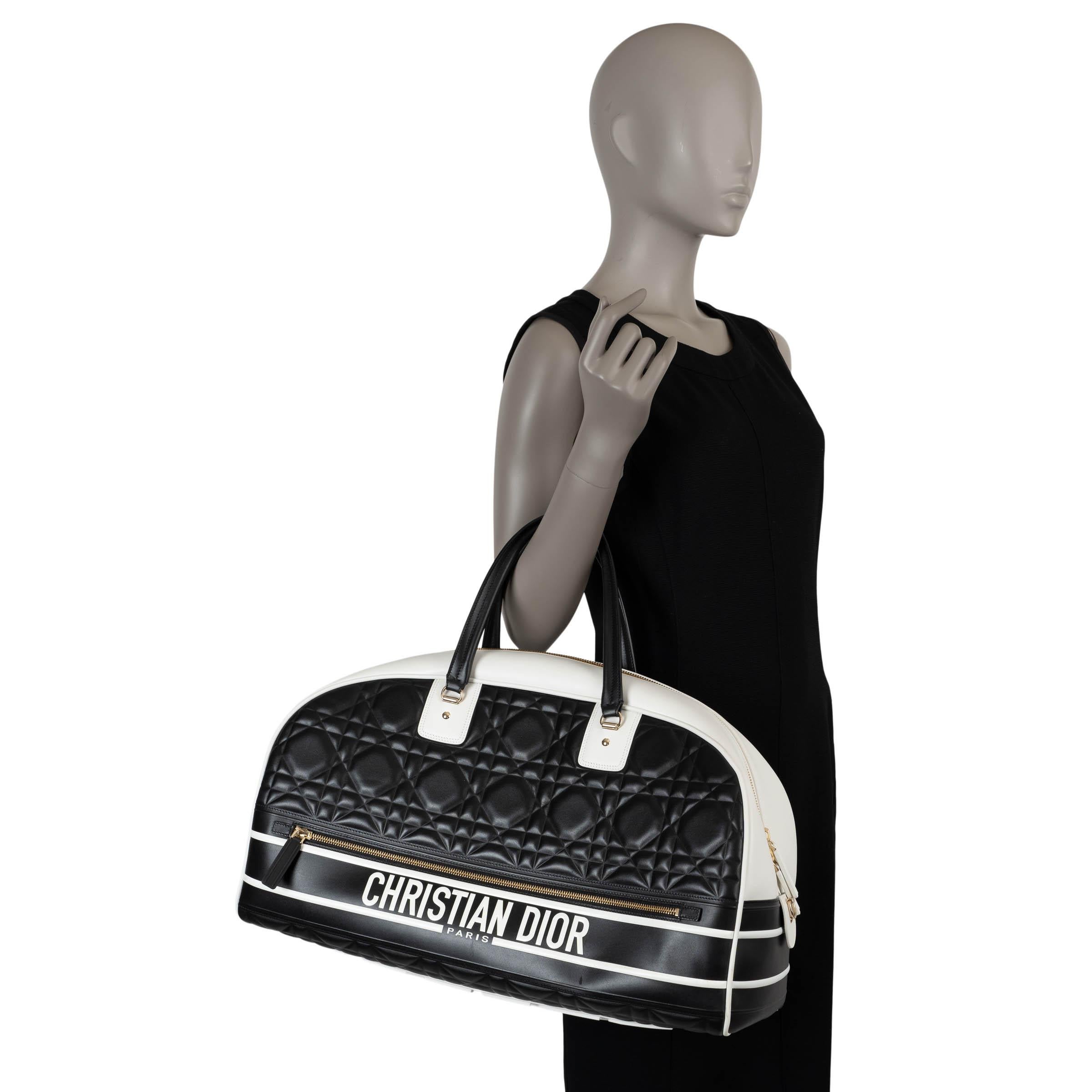 Christian Dior in pelle Cannage bianca e nera 2022 VIBE LARGE Carry On Gym Bag in vendita 3