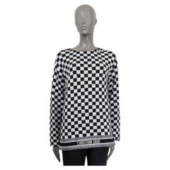 CHRISTIAN DIOR black & white cashmere 2018 CHECK Sweater 38 S