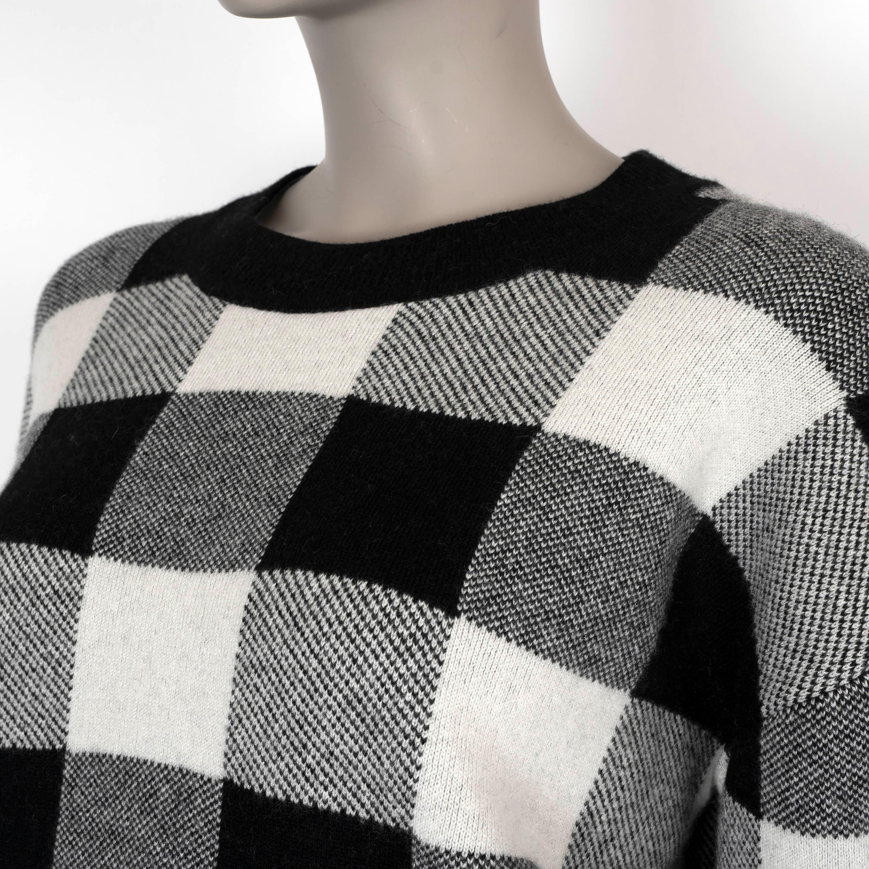 CHRISTIAN DIOR black & white cashmere blend 2019 J'ADIOR 8 CHECK Sweater 40 S For Sale 1