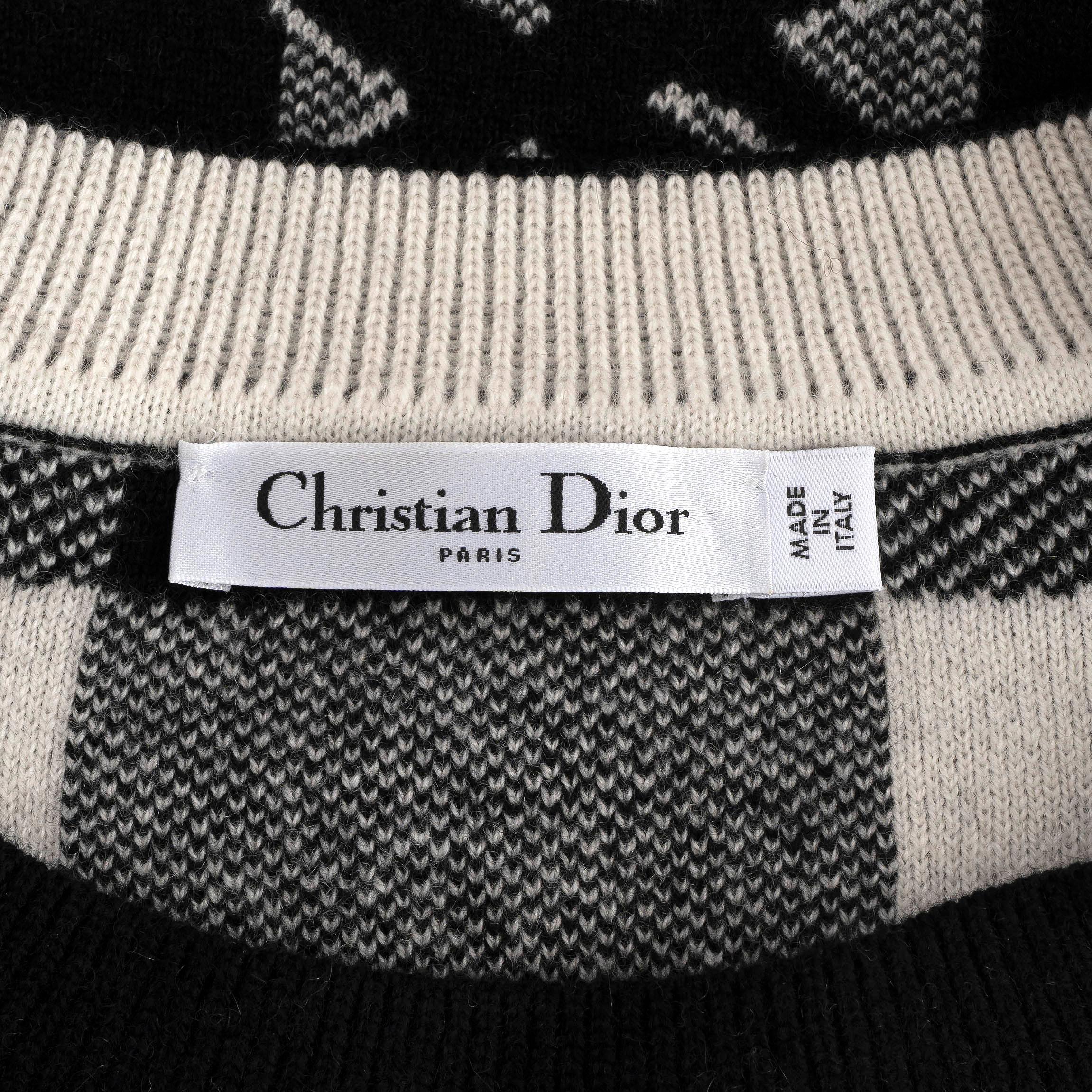 CHRISTIAN DIOR black & white cashmere blend 2019 J'ADIOR 8 CHECK Sweater 40 S For Sale 3