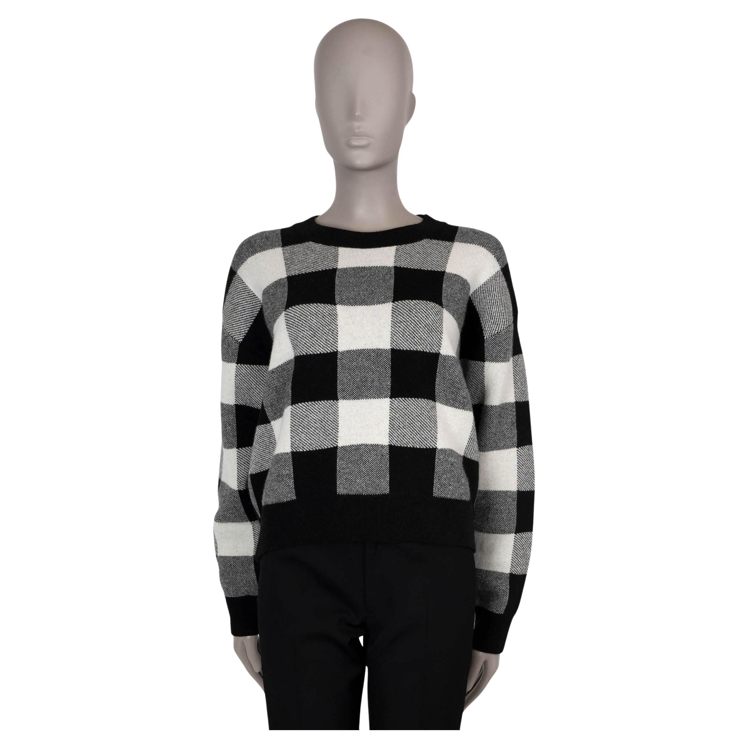 CHRISTIAN DIOR black & white cashmere blend 2019 J'ADIOR 8 CHECK Sweater 40 S For Sale