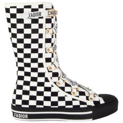 CHRISTIAN DIOR black & white CHECK WALK N Sneaker Boots Shoes 38.5