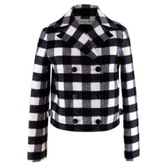 Christian Dior Black & White Checked Wool Cropped Jacket - US 0