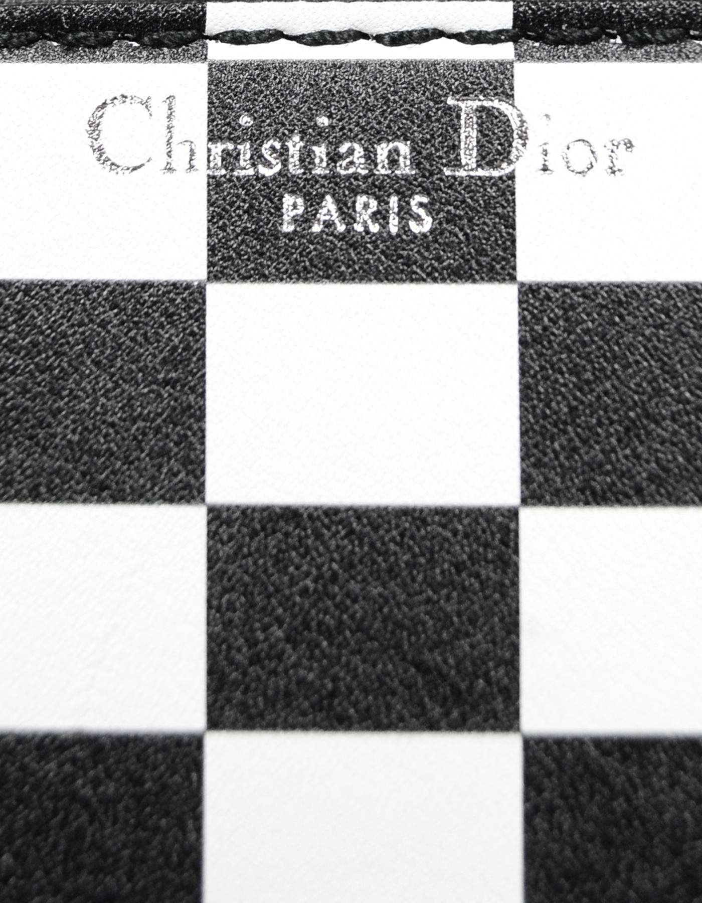 Christian Dior Black/White Checkered Smooth Calfskin Dio(r)evolution Flap Bag In Excellent Condition In New York, NY