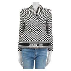 CHRISTIAN DIOR black white cotton 2018 CHECK BAR Blazer Jacket 38 S