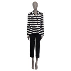CHRISTIAN DIOR black & white cotton 2021 STRIPED RIB KNIT BAR Jacket 40 M