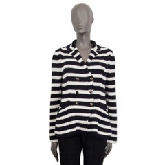 CHRISTIAN DIOR black & white cotton 2021 STRIPED RIB KNIT BAR Jacket 40 M