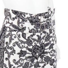 CHRISTIAN DIOR black white cotton handkerchief double belt shorts FR34 XS