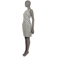 CHRISTIAN DIOR black & white cotton PLAID Sleeveless Sheath Dress 34
