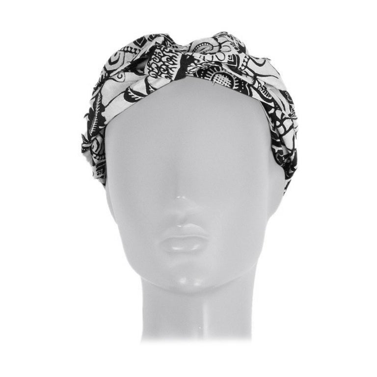 CHRISTIAN DIOR black and white cotton TOILE DE JOUY Headband at 1stDibs