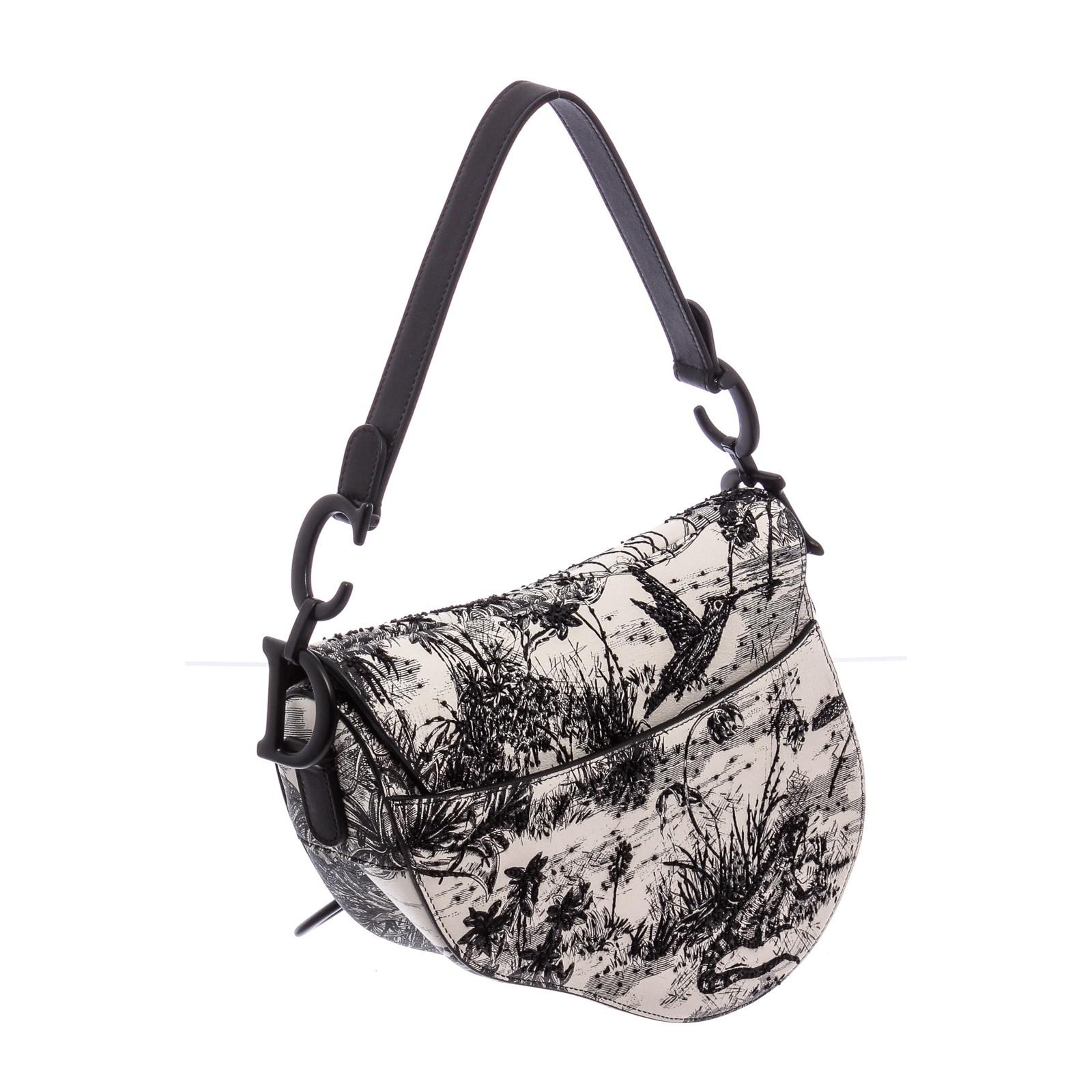 dior saddle bag black and white
