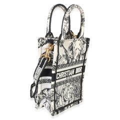 Christian Dior Black White Embroidered Toile de Jouy Mini Book Tote Phone Bag