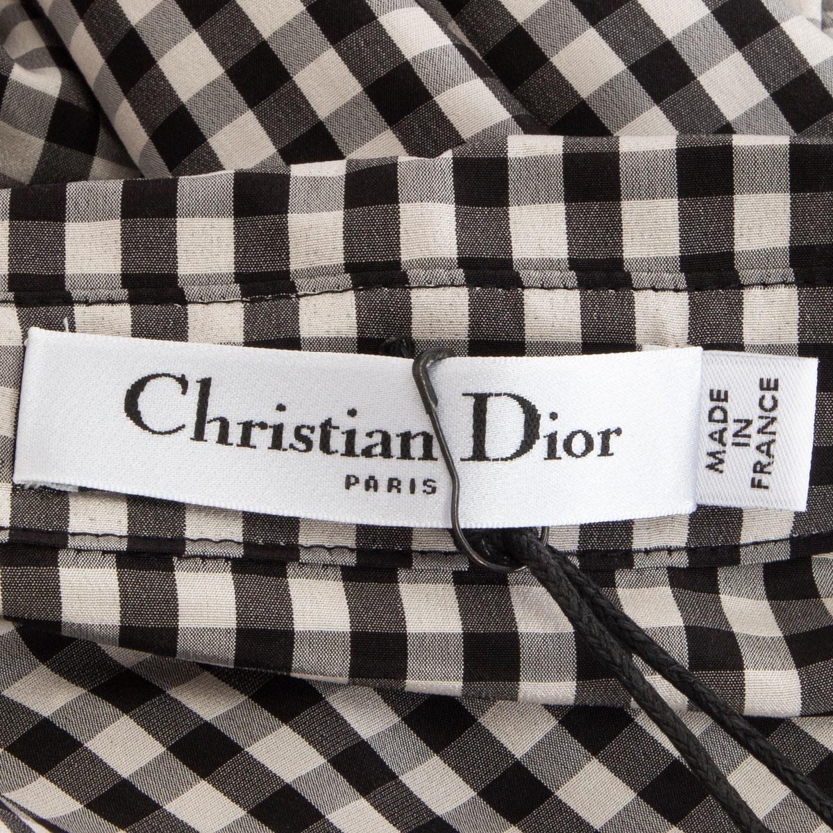 Women's CHRISTIAN DIOR black white GINGHAM silk BELTED Shirt Dress 40 M