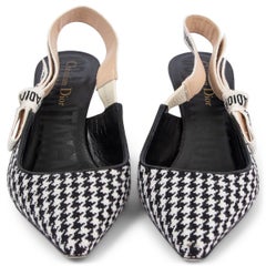 CHRISTIAN DIOR black & white HOUNDSOOTH J'ADIOR POINTED TOE Slingbacks Shoes 37