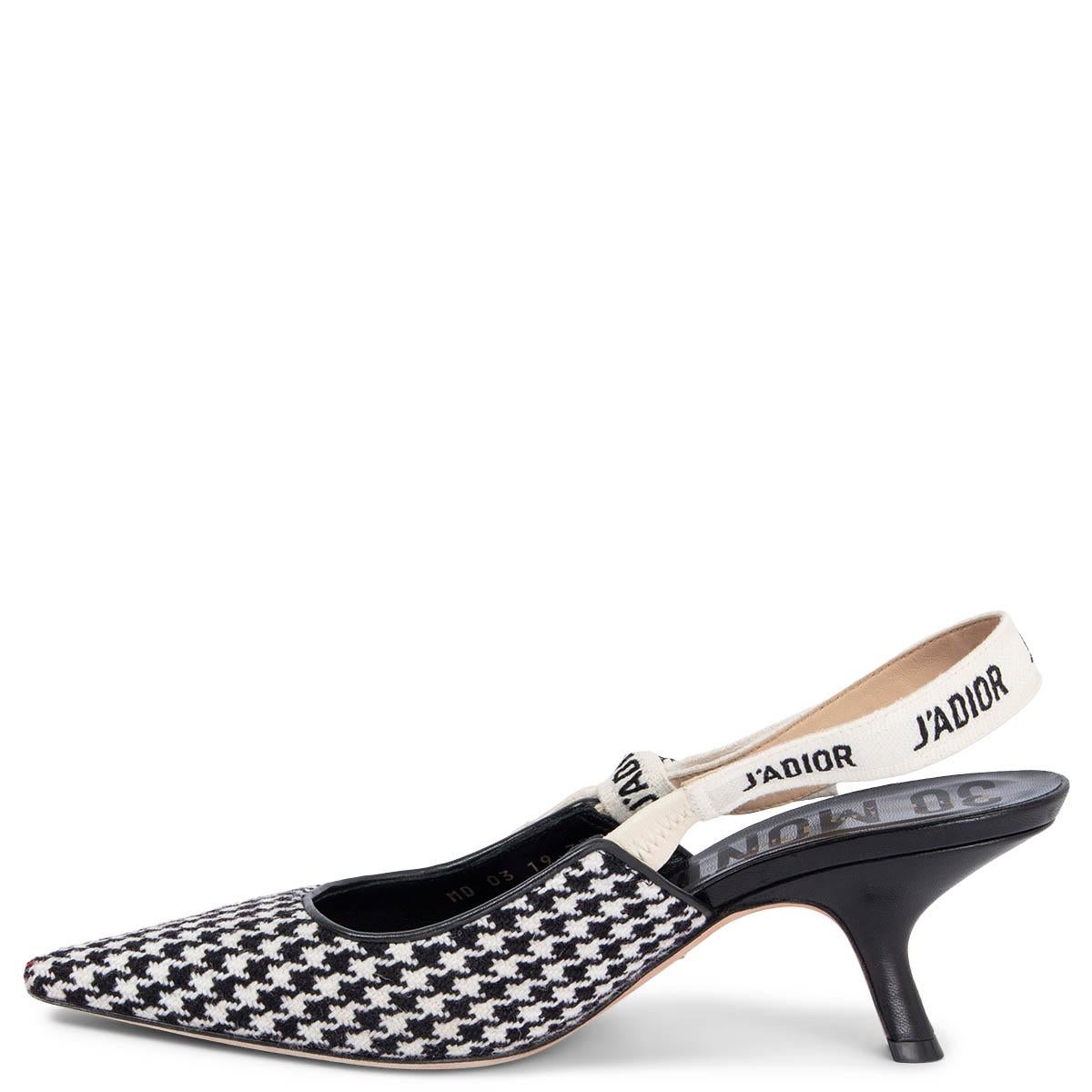 Gray CHRISTIAN DIOR black & white HOUNDSOOTH J'ADIOR POINTED TOE Slingbacks Shoes 37