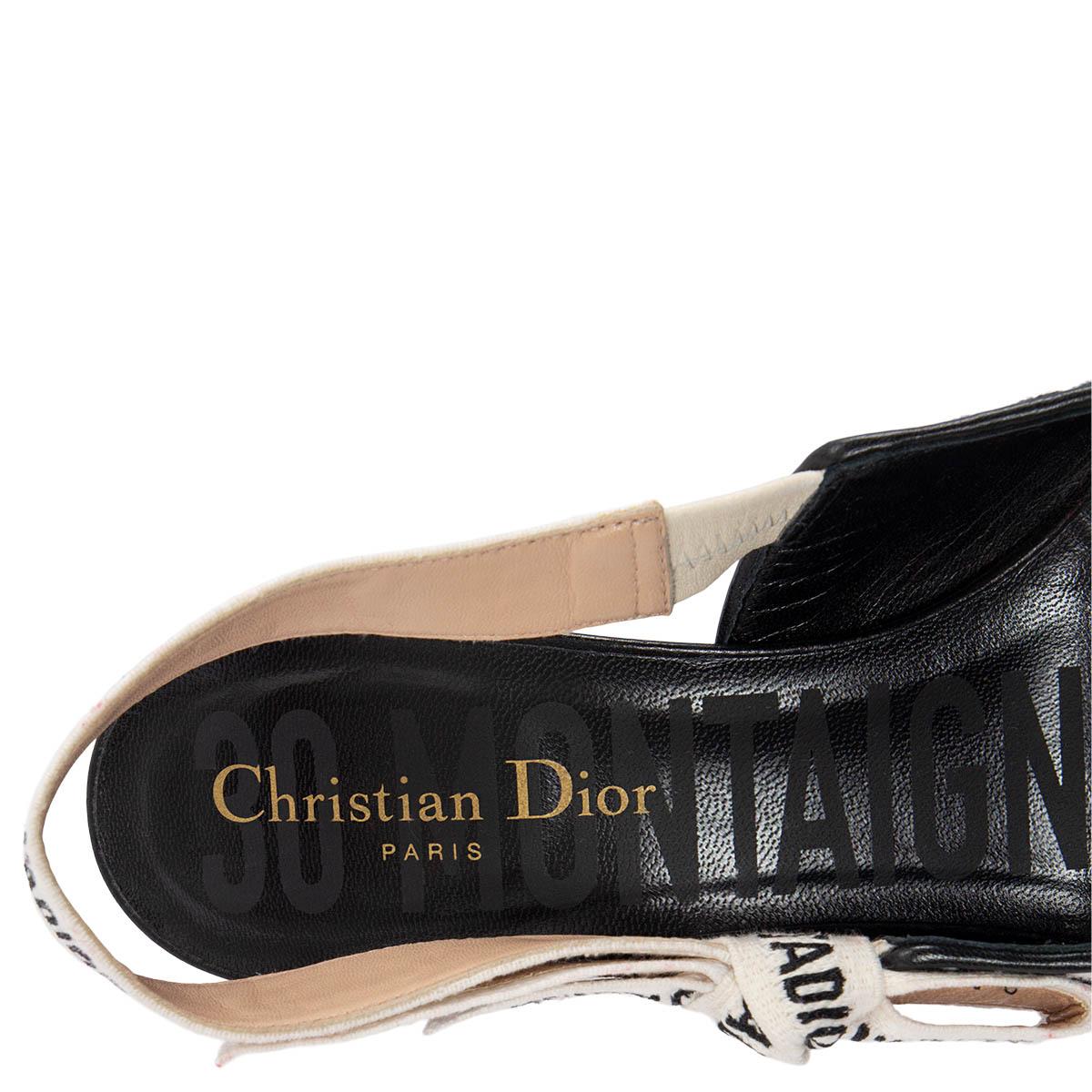 CHRISTIAN DIOR black & white HOUNDSOOTH J'ADIOR POINTED TOE Slingbacks Shoes 37 2
