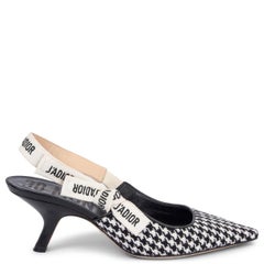CHRISTIAN DIOR black & white HOUNDSOOTH J'ADIOR POINTED TOE Slingbacks Shoes 37