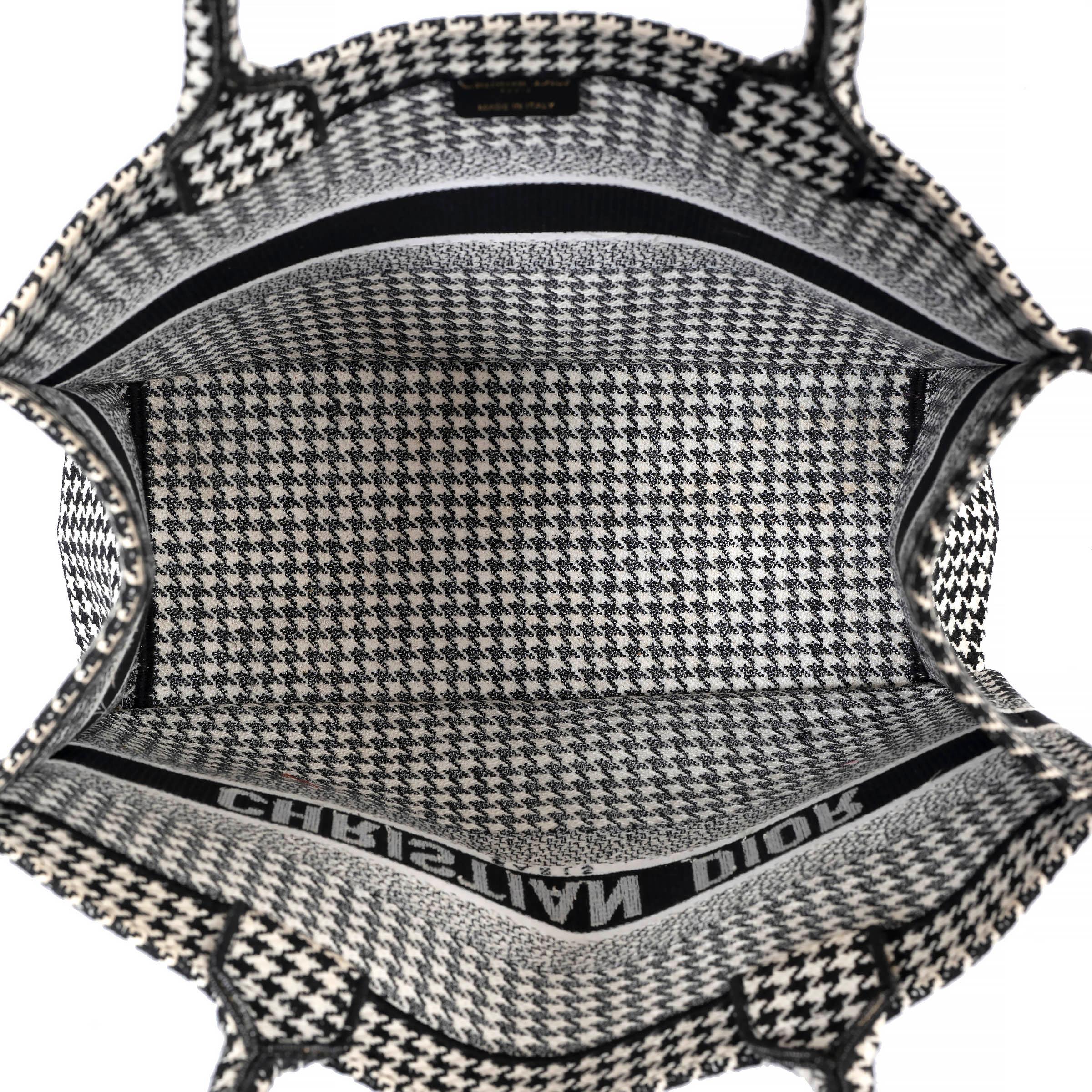 CHRISTIAN DIOR black & white HOUNDSTOOTH MEDIUM BOOK TOTE Bag For Sale 1