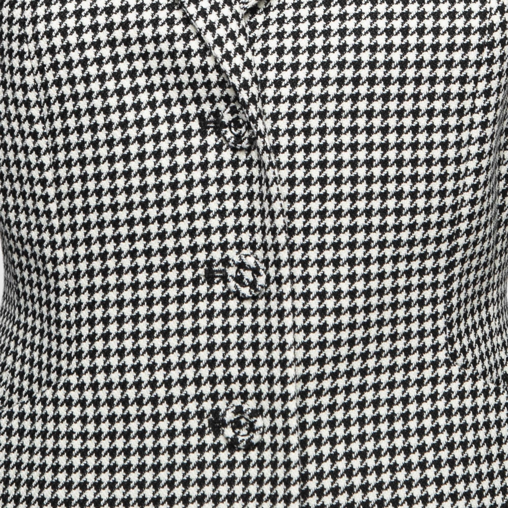 Christian Dior Black/White Houndstooth Patterned Wool 30 Montaigne Bar Jacket M In Good Condition In Dubai, Al Qouz 2