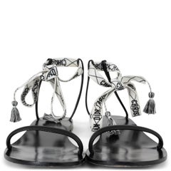 CHRISTIAN DIOR black & white J'ADIOR IT Flat Ankle Strap Sandals Shoes 38.5