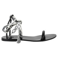 CHRISTIAN DIOR J'ADIOR IT noir et blanc Sandales plates à lanières de cheville Chaussures 38,5