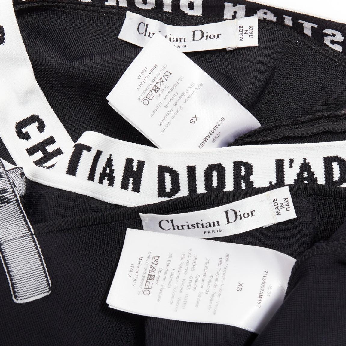 CHRISTIAN DIOR black white J'Adior logo bra shorts lounge set XS in vendita 5